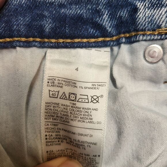 Old Navy Jeans Womens 4 Blue Sky Hi Straight Button Fly Distressed Denim Stretch - Picture 5 of 11